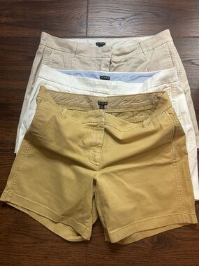 J. Crew Women’s Chino Shorts Trio — Tan, White, Mustard